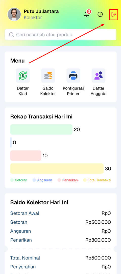 logout mobile kolektor