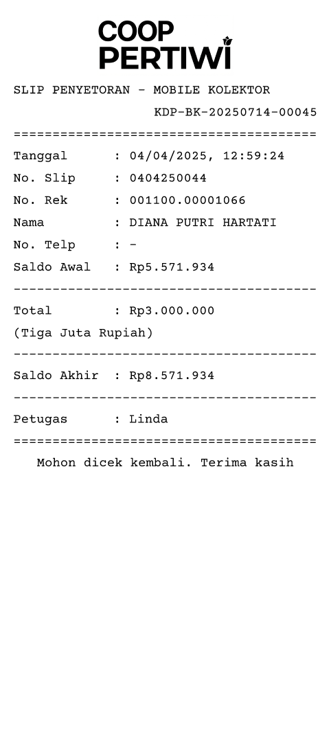 cetak transaksi klad