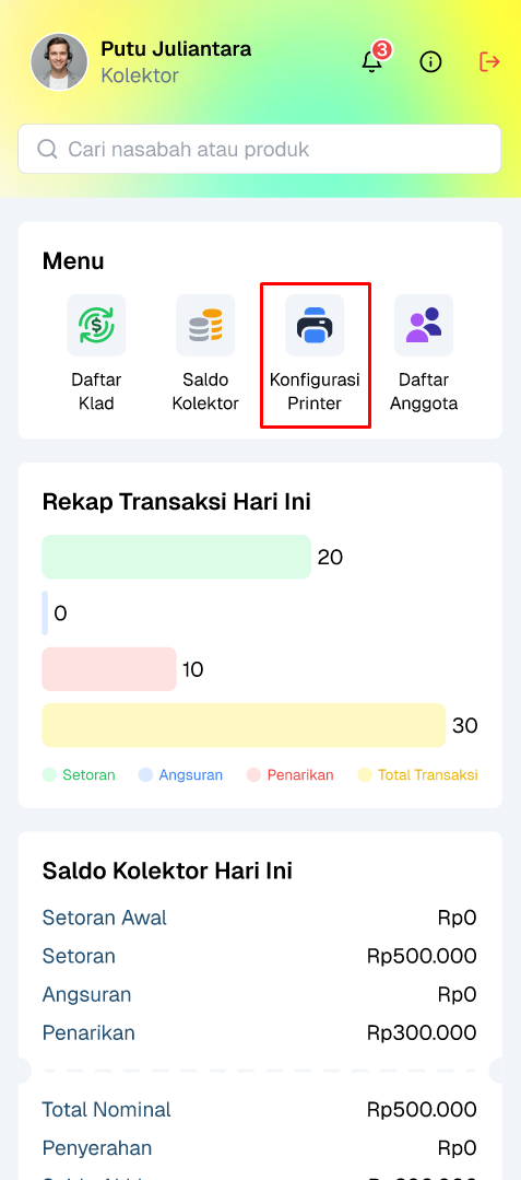 halaman konfigurasi printer
