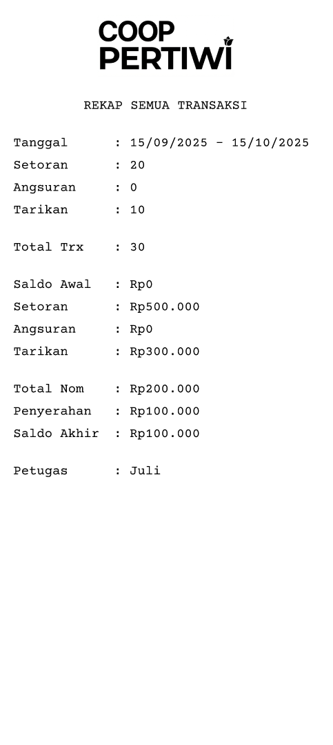 cetak saldo kolektor